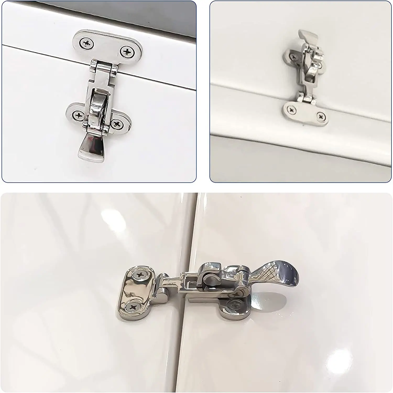 Abrazadera de pestillo de palanca de 2 piezas para barco, bisagra de gabinete de acero inoxidable, abrazadera Bloqueable, pestillo antisonajero para barco, bisagras marinas - imagen 4