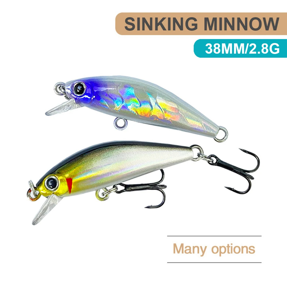 Señuelos de pesca de 3,8 cm y 2,8g, Micro pececillo que se hunde, Wobbler, cebo duro Artificial, Jerkbait, Mini accesorios de pesca en corriente, lubina MN612
