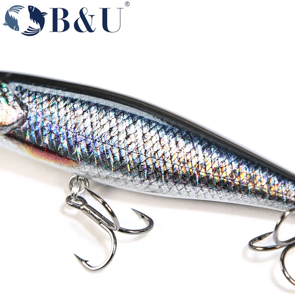 B & U 68mm impresión 3D sábalo suspendido pececillo señuelo de pesca Artificial Jerkbait Wobblers lubina Lucio Swimbait Señuelos de Pesca - imagen 5