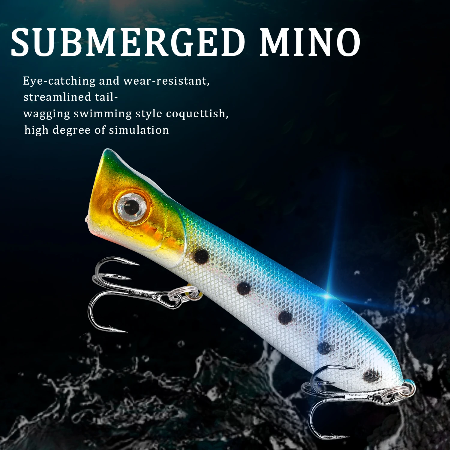 1 Uds. Señuelos de pesca Popper Wobblers 8cm 12g Topwater Crankbait cebo duro de plástico Artificial aparejos de pesca de Lucio - imagen 5