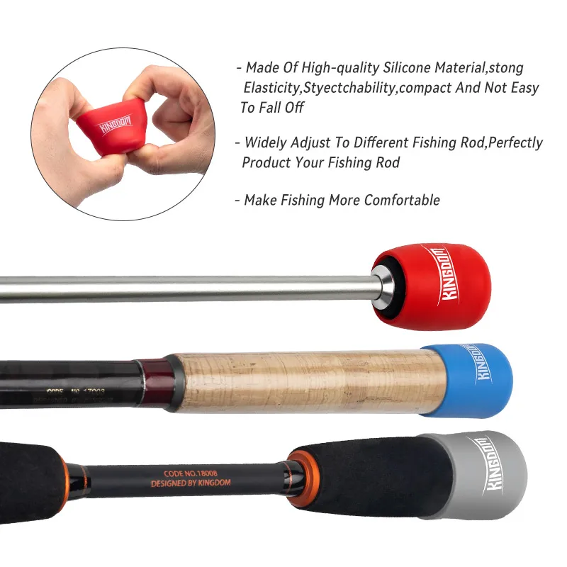 Kingdom-funda protectora con mango de caña de pescar, Protector inferior, tapón de varilla de silicona ajustado, accesorios para aparejos de pesca, herramienta protectora - imagen 3