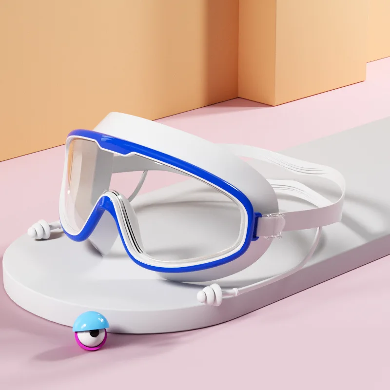 Gafas de natación de silicona para hombre y mujer, lentes de natación con marco grande y tapones para los oídos, profesionales, antiniebla, HD, accesorios de natación - imagen 5