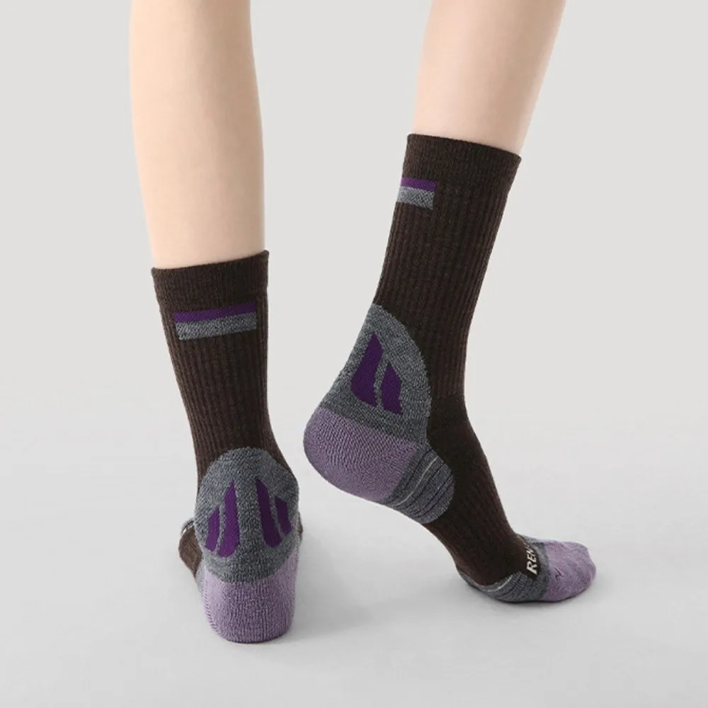 Calcetines para correr de diseño más grueso a prueba de olores, calcetines deportivos cálidos y transpirables, calcetines de tubo alto de alta elasticidad para senderismo al aire libre