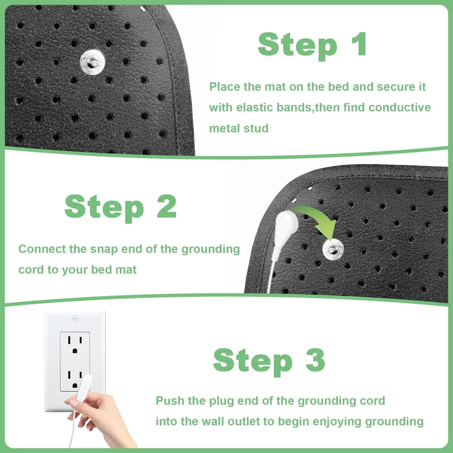 Estera de puesta a tierra para cama W68CM, estera de puesta a tierra, almohadilla de puesta a tierra para un mejor sueño, alivio del estrés, fibra de carbono conductora con cable - imagen 5