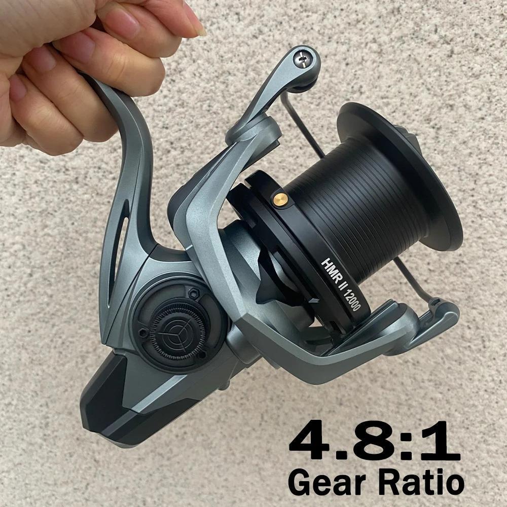Carrete de Metal serie 9000 12000 14000, Jigging Trolling, tiro largo, fundición y agua salada, Surf, carrete de pesca giratorio de mar grande - imagen 5