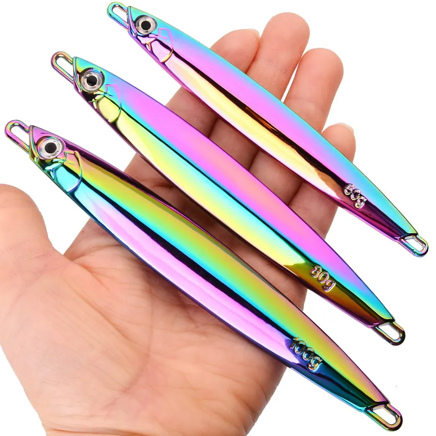 Afundando 60g 80g 100g señuelo de Jigging de Metal recubrimiento plantilla de Metal fundido largo Pesca señuelo de Pesca de Mar plantillas de Pesca de Mar para agua salada