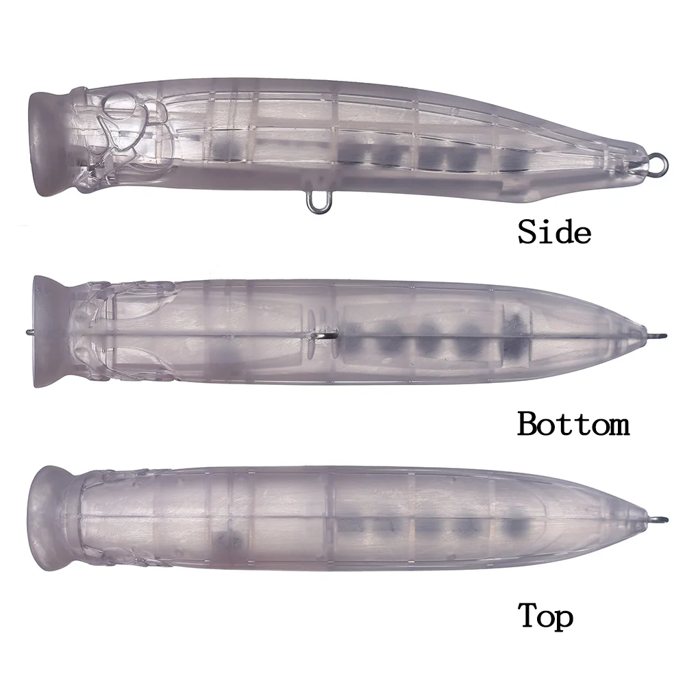 Chan'sHuang 5 uds cebo en blanco sin pintar 15,5 cm 52,5g sonajero Topwater Popper DIY modelo de señuelo de pesca Artificial hecho a mano - imagen 3