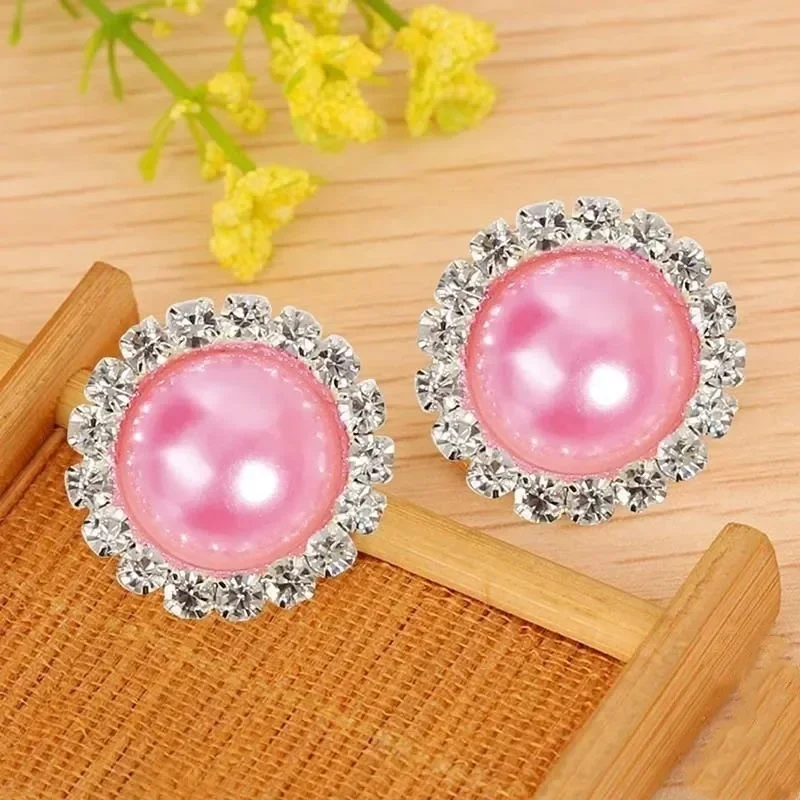 2 unid/set de cierre a presión de perlas de diamantes de imitación redondos a la moda, botón de latón y Metal para ropa, accesorios artesanales, botones de hebillas decorativas - imagen 3