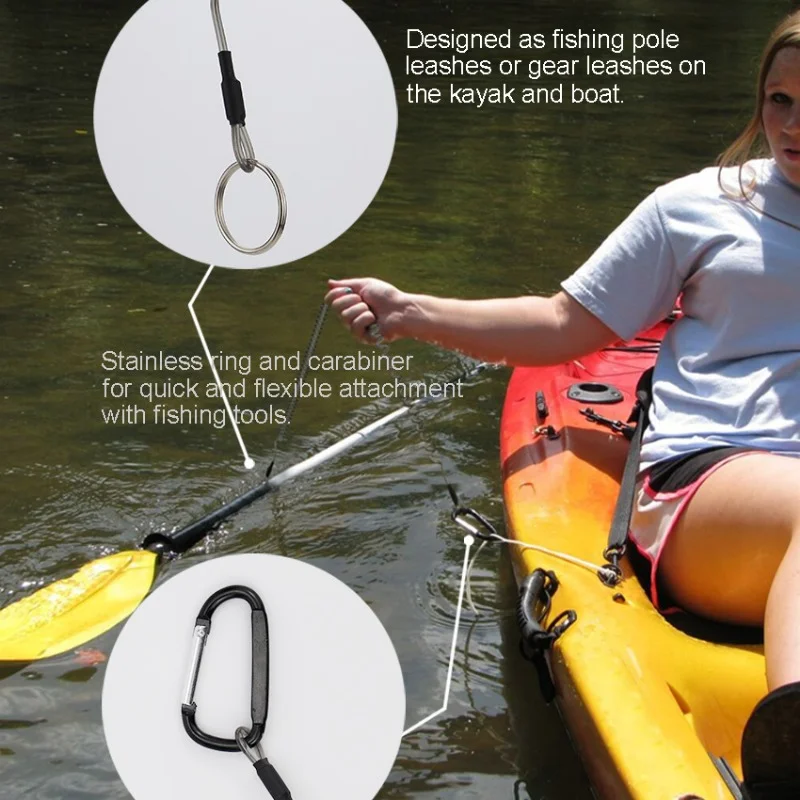 Ackibbik, 6 uds., cordón de pesca con mosquetón, cuerdas de pesca, alicates seguros, empuñaduras de labio, aparejos, correa de remo para Kayak, accesorios de paleta - imagen 4