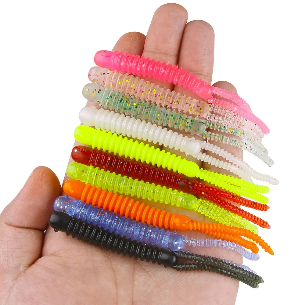 Señuelo de pesca de plástico suave, 6 uds., 3g, cola de horquilla, larva, Swimbaits, gusano, cebo de silicona para lubina, trucha, Wobblers, dorado, agua dulce - imagen 3