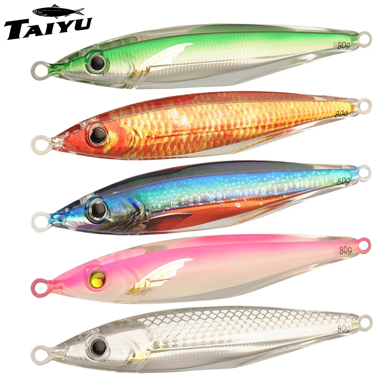 TAIYU-señuelo de plantilla de Metal de hundimiento rápido, 80g/130g, envoltura de resina, fundición de tierra de agua salada, plantilla de Metal para pesca en el mar, cebo duro biónico duradero