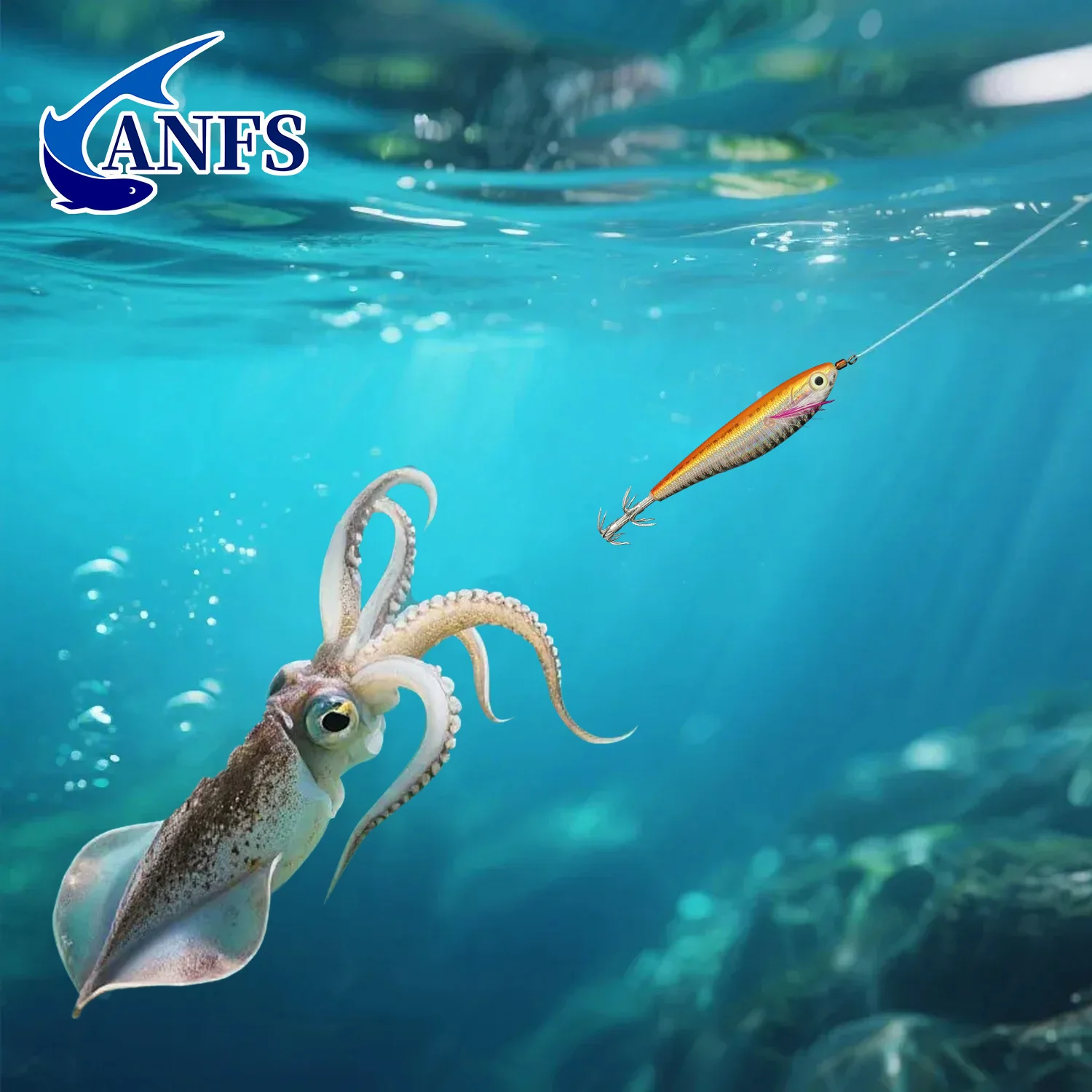 ANFS Señuelos horizontales para camarones, plantilla de calamar, señuelos de gambas para pesca de pulpo y sepia, 5 uds./10 Uds. Con bolsa de almacenamiento - imagen 5
