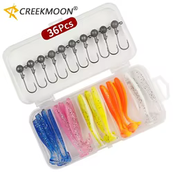 Kit señuelos suaves con jig head – Incluye caja y emerillón