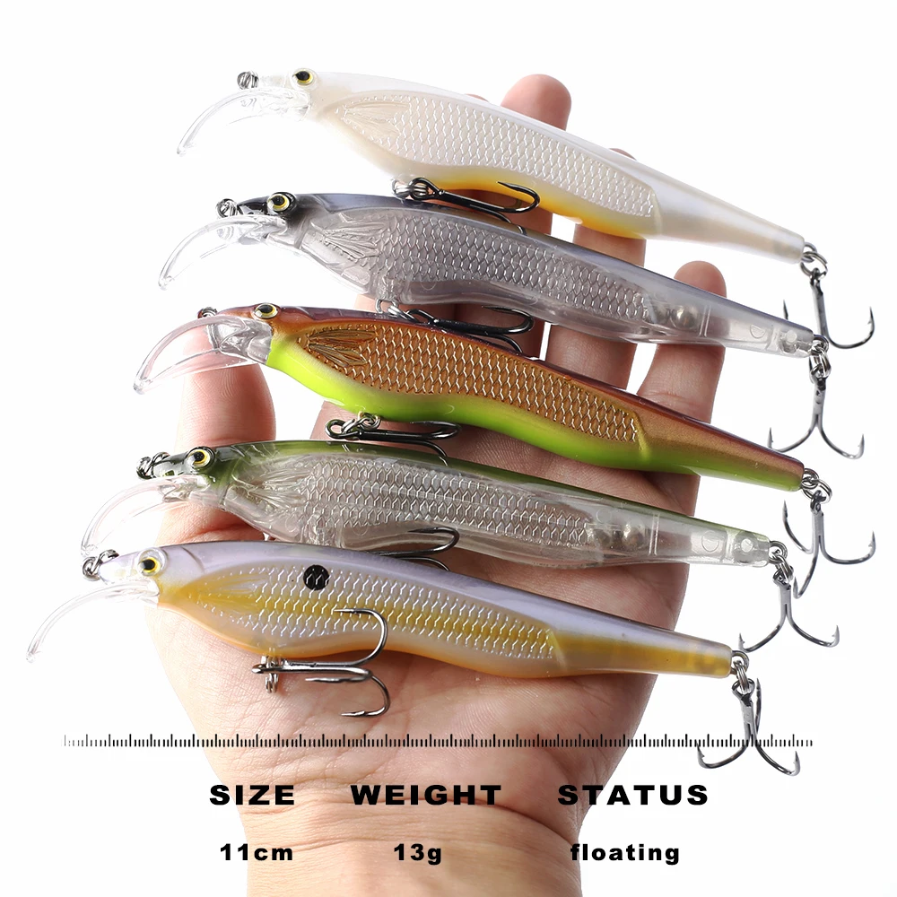 CCLTBA-cebos duros Minnow, Señuelos de Pesca artificiales de plástico, Wobbler flotante para aparejos de pesca, señuelo para perca, trucha, lubina, 11m, 13g - imagen 2