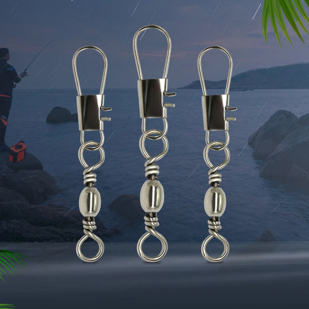 Pesca giratoria de acero al carbono, chapado en negro, Pin tipo B, conector de señuelo, anzuelo, accesorios de aparejos de pesca