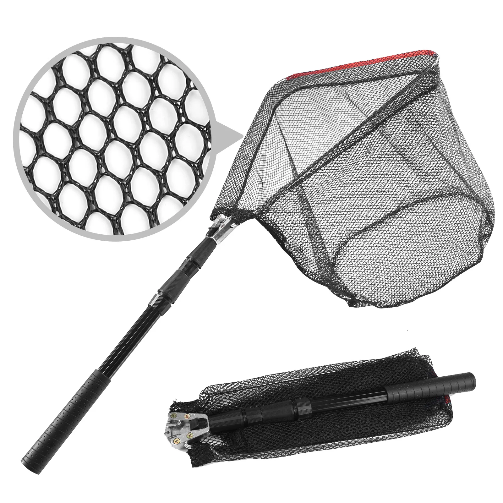 Red de pesca de aleación de aluminio de 130CM, red de aterrizaje plegable telescópica, poste retráctil para aparejos de pesca de carpa, captura y liberación