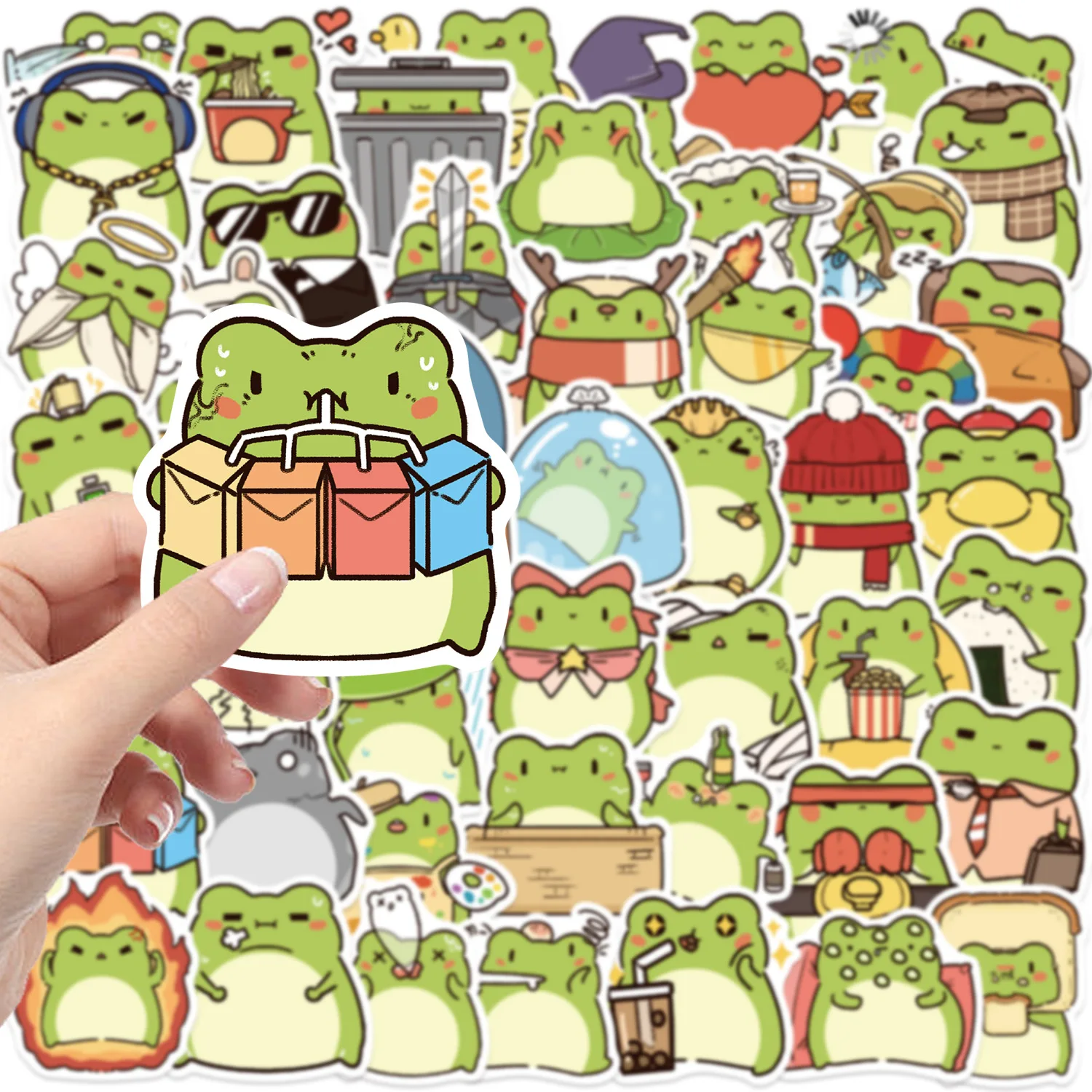 50 Uds. De pegatinas bonitas de animales de rana, bricolaje, teléfono, guitarra, portátil, maleta, botella de agua, pegatinas impermeables, juguetes - imagen 5