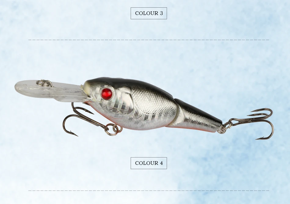 Este señuelo de pesca está disponible en dos colores Color 3 y Color 4