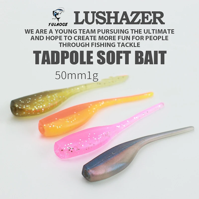 20 piezas señuelos blandos de silicona, 50mm/1g, cola de aguja, cebo suave, swimbait Bicolor de silicona para anzuelo de pesca - imagen 5