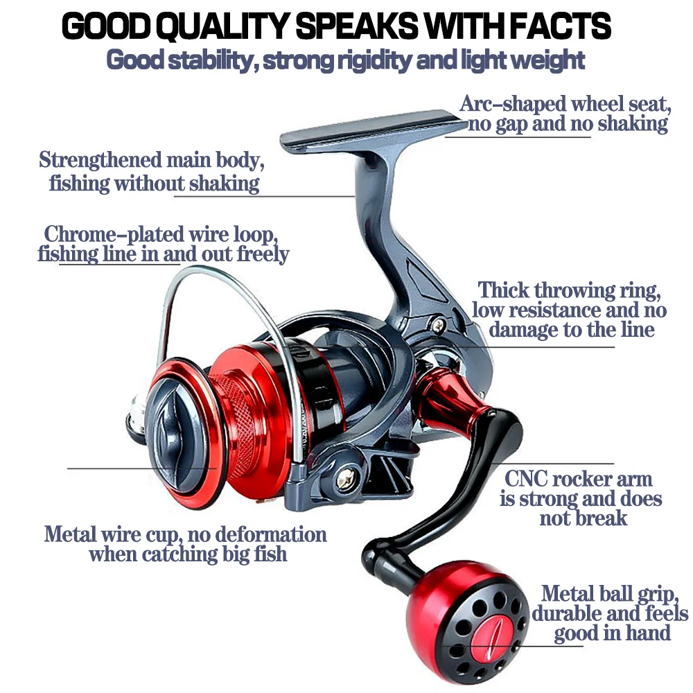 GHOTDA-carrete de pesca giratorio de alta velocidad, accesorio de fundición de alta resistencia, para agua salada, 5,2, 2000, 3000, 4000, 5000, 6000, 7000, - imagen 3