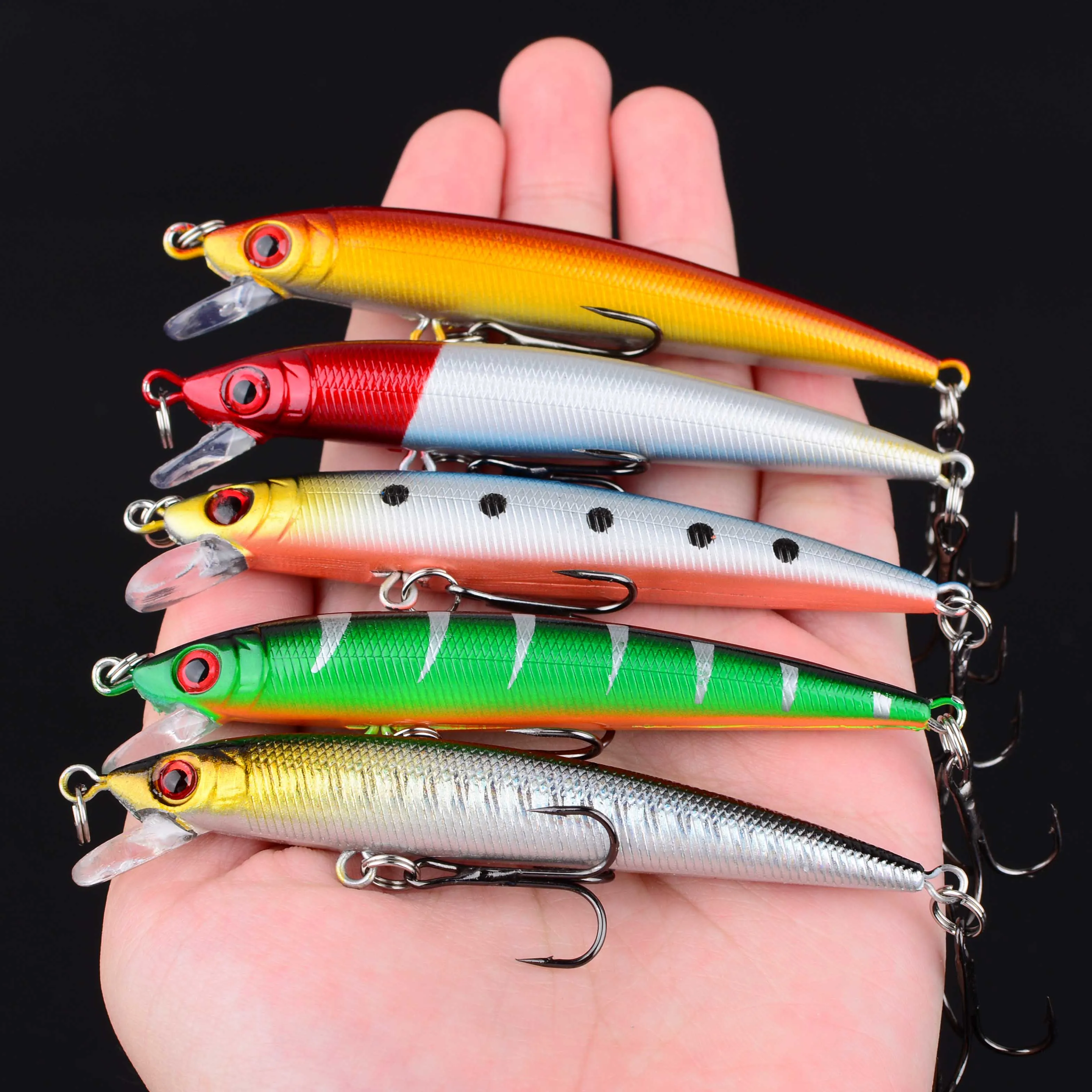 5 uds señuelo de pesca Wobbler cebo duro Longcast Minnow Pike Bass aparejos de agua dulce de agua salada ﻿ - imagen 3