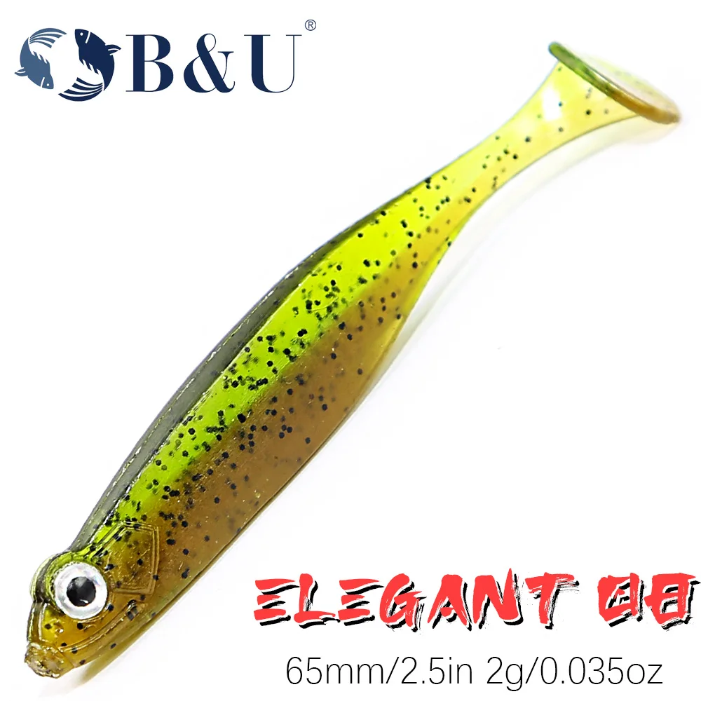 B & U Shad T-tail 6,5 cm Pike Zander Predator pesca ojos 3d señuelo suave Señuelos de pesca