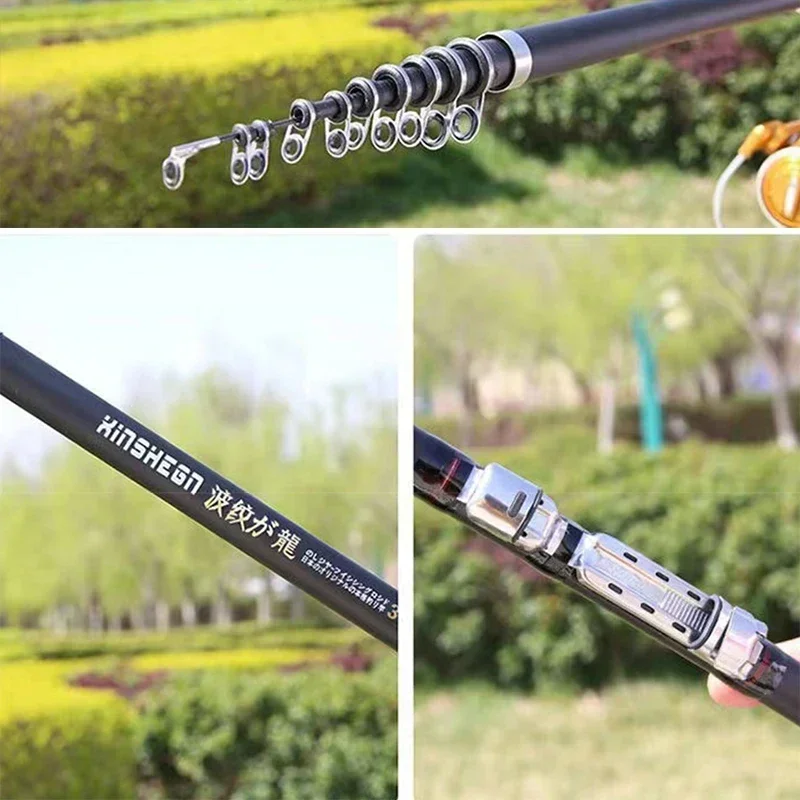 Pesca rocosa giratoria portátil telescópica as2.7M,3.6M,4.5M,5.4M,6.3M caña de pescar viaje mar barco roca caña de pescar carpa - imagen 5