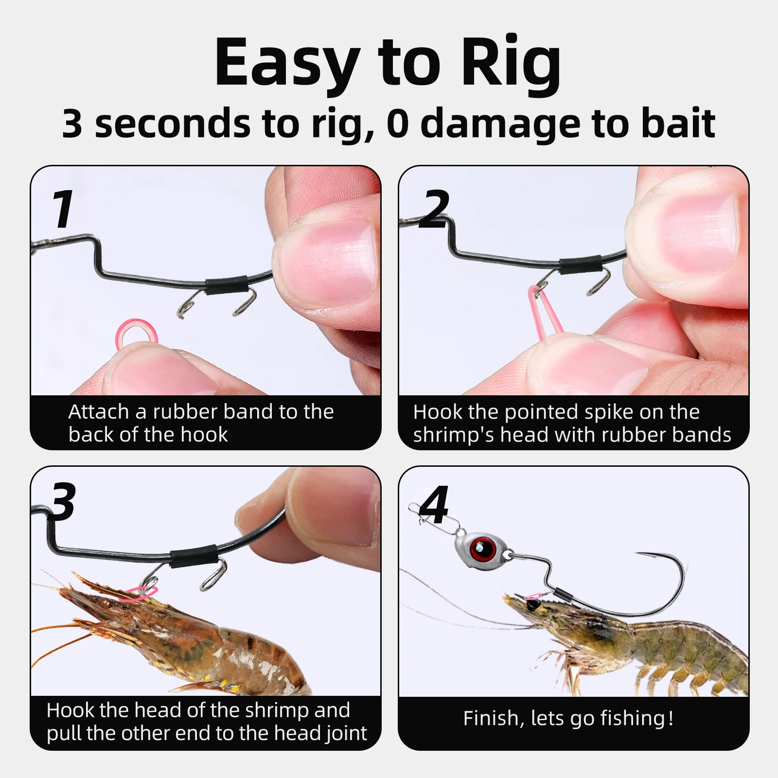 Ganchos para camarones vivos, 9KM, 10 Uds., cabezales de plantilla, gancho EWG, Swimbait, soporte para camarones vivos, gancho de alta resistencia resistente a la corrosión - imagen 5