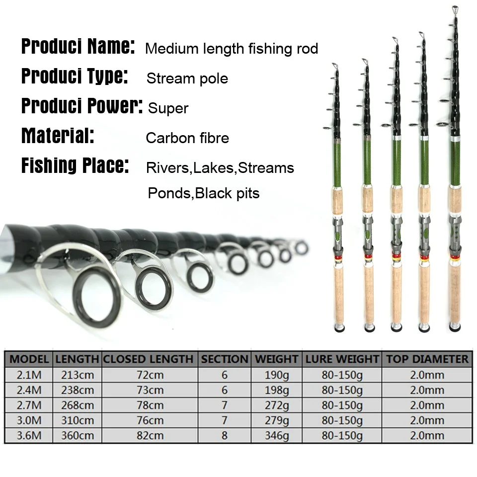 Caña telescópica Seaknight FEEDER – Carbono para pesca carpa - imagen 4