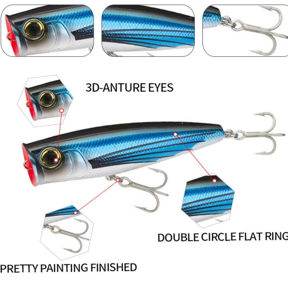Señuelos de pesca Wobbler flotantes Big Popper, cebo duro de plástico Artificial, aparejos de pesca, 150mm, 58g, 1 ud. - imagen 5