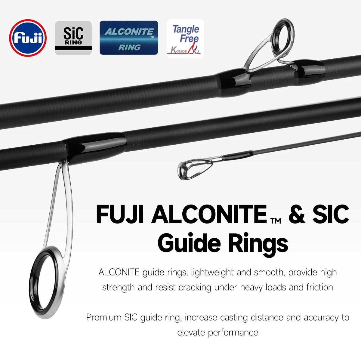 HANDING Caña de pescar monocroca con mango de carbono CORVUS CORAX Toray 40 + 36 toneladas de fibra de carbono FUJI ALCONITE y anillos guía SiC - imagen 5