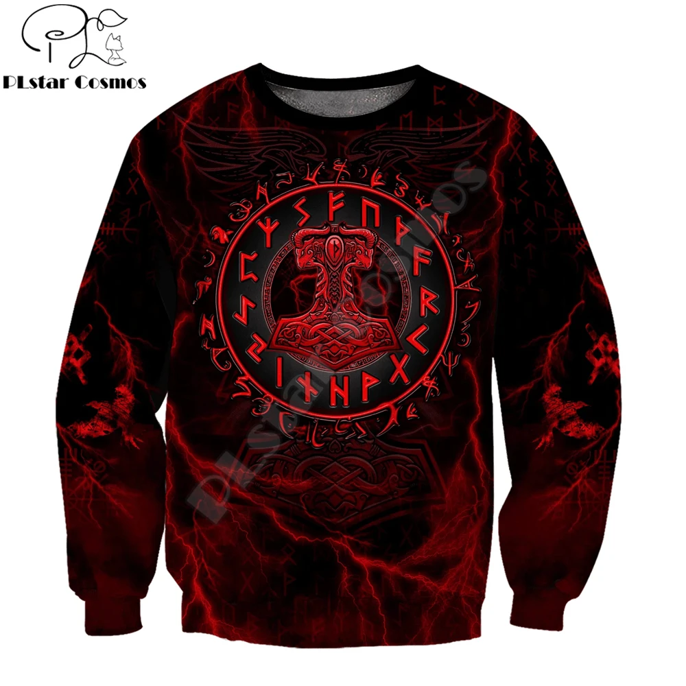 Mjolnir Hammer Of Thor Red Tattoo 3D completamente estampado Sudadera con capucha y sudadera para hombre Sudaderas con capucha con cremallera unisex Chándales casuales KJ892 - imagen 5