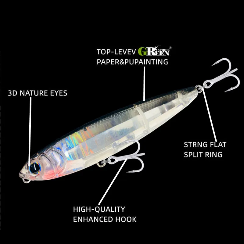 Señuelo de pesca con superficie de lápiz Topwater, 102mm, 17,5g, caminar al perro, cebo duro Artificial de agua salada, andador de plástico para lubina - imagen 4