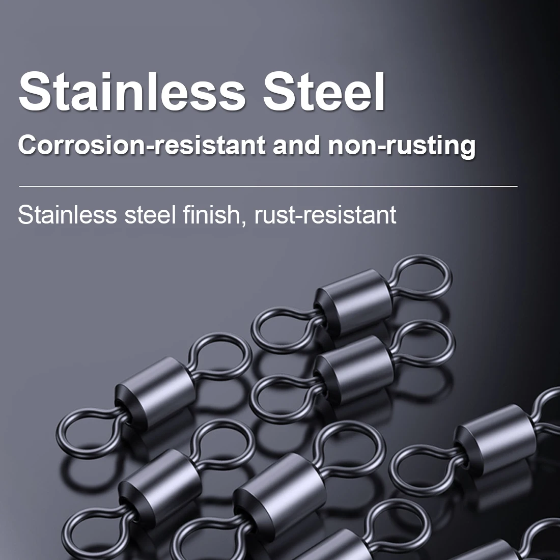 FishTrip-Paquete de 100 eslabones giratorios para pesca en agua salada, aparejos de pesca de acero inoxidable, de níquel negro - imagen 5