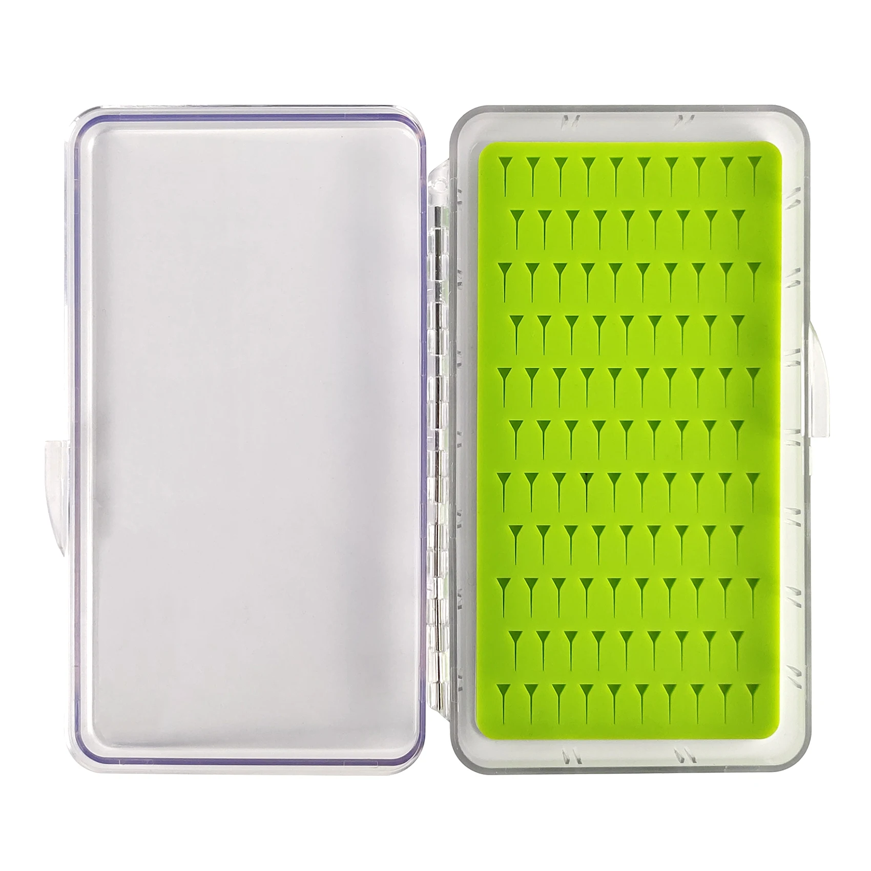 2pcs caja de plástico transparente súper delgada con inserto de silicona cajas de pesca con mosca sostiene moscas - imagen 4