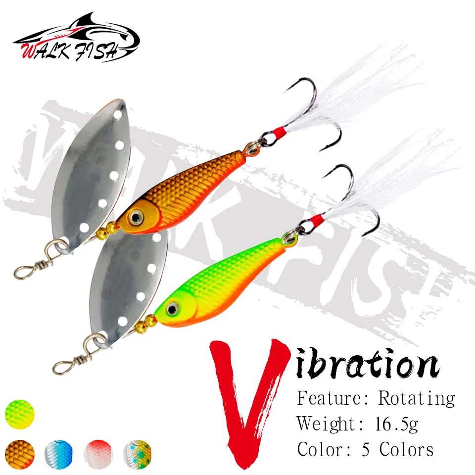 WALK FISH 1 Uds. 16,5g VIB giratorio venta al por mayor compuesto giratorio lentejuelas plumas en forma de pez plomo cebo para peces equipo de pesca Metal