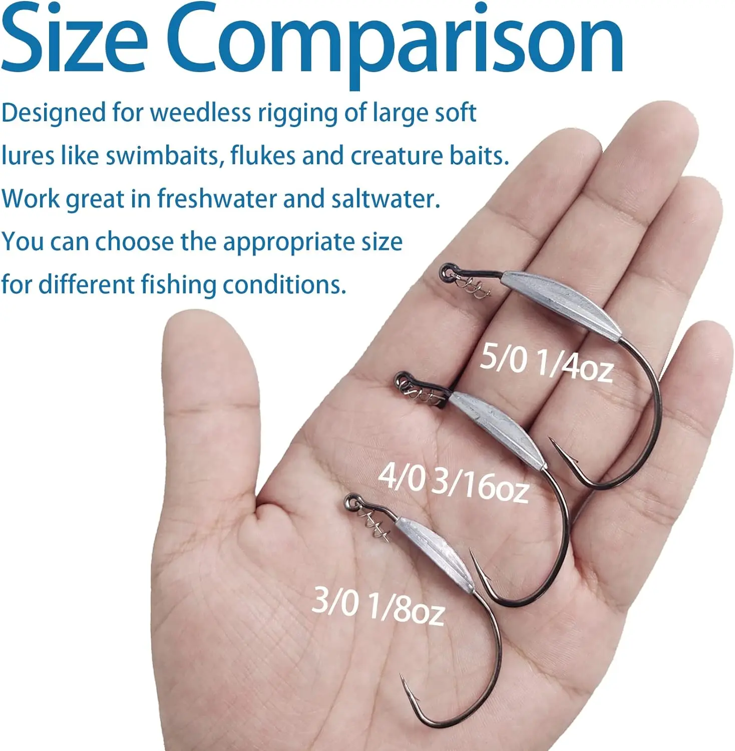 Eupheng-anzuelos Swimbait con resorte de bloqueo de giro, para cebo blando, Lucio, cabeza de plantilla, 3/0, 4/0, 5/0 - imagen 4