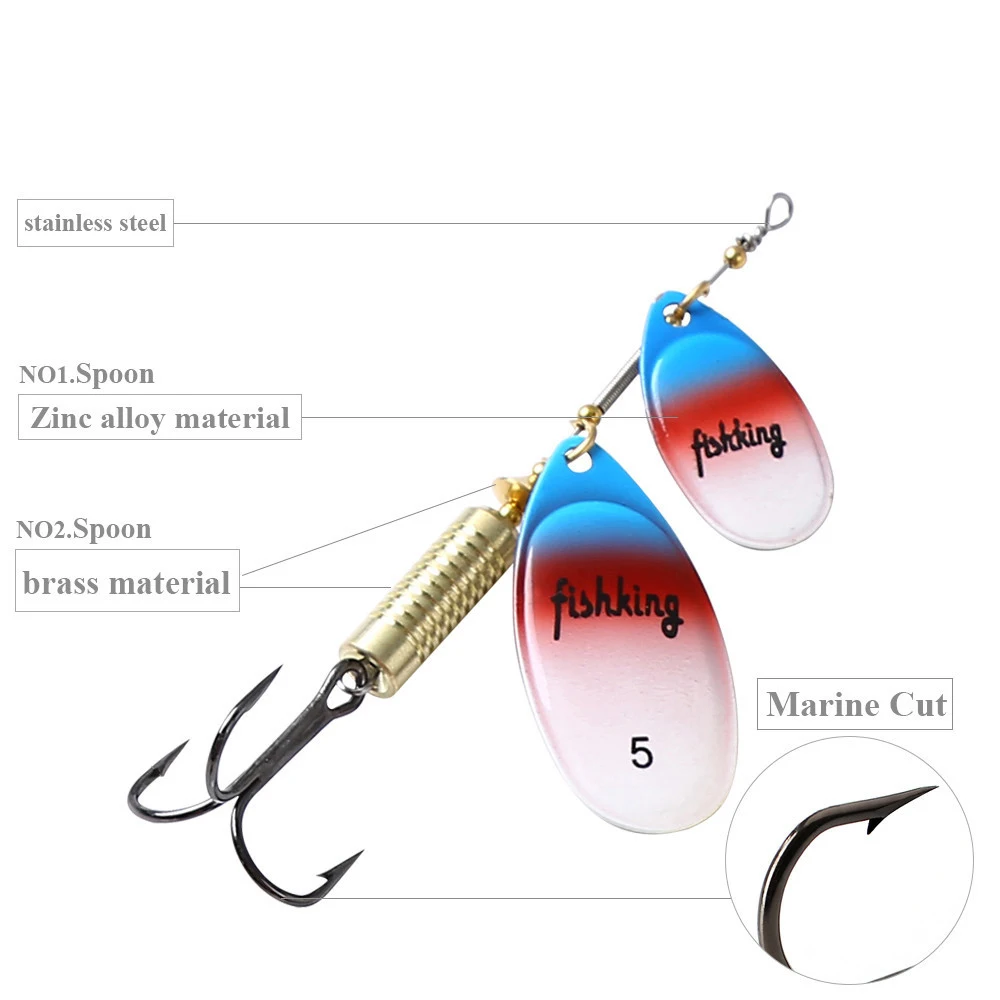 FTK-señuelo de pesca de Metal con anzuelo, anzuelo largo giratorio, cuchara, artificial, duro - imagen 5