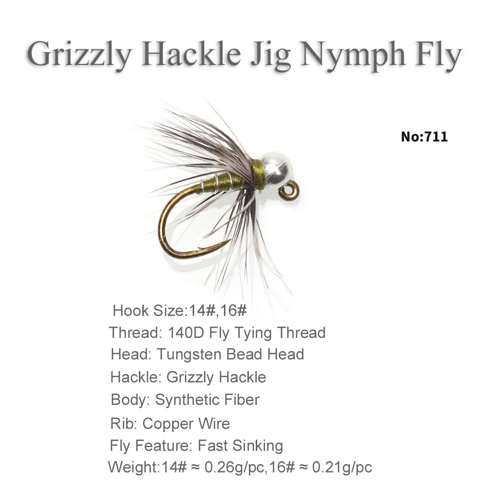 Cabeza de cuentas de tungsteno, anzuelo de Ninfa, oreja de liebre, cobre, John CDC, Mosca, trucha, percha de acero, gris, moscas de pesca - imagen 2