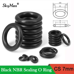 Junta tórica negra NBR CS 7mm OD 74/80/85/90 ~ 304mm junta de sellado espaciador de goma de nitrilo butadieno arandela resistente al aceite forma redonda 5 uds