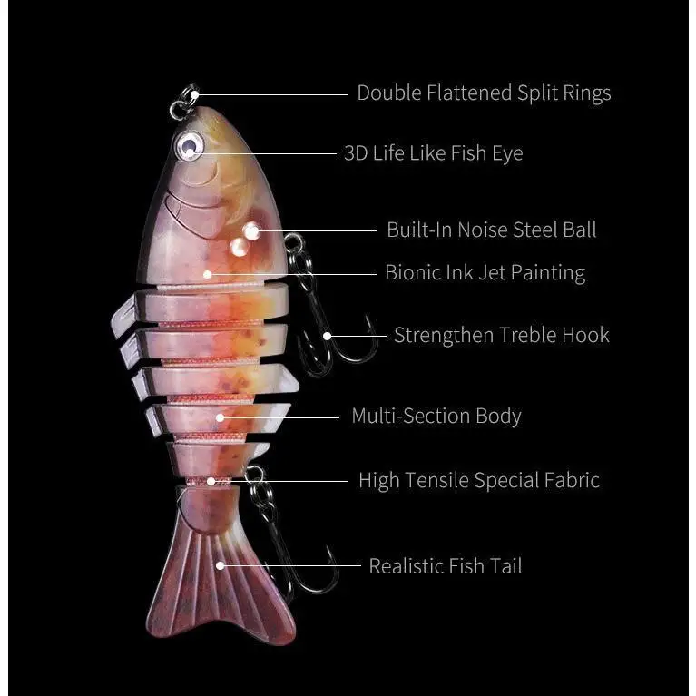 Señuelo de pesca pez multiarticulado 10cm16g cebo duro señuelo simulación cebo 7 secciones cebo falso lubina - imagen 3