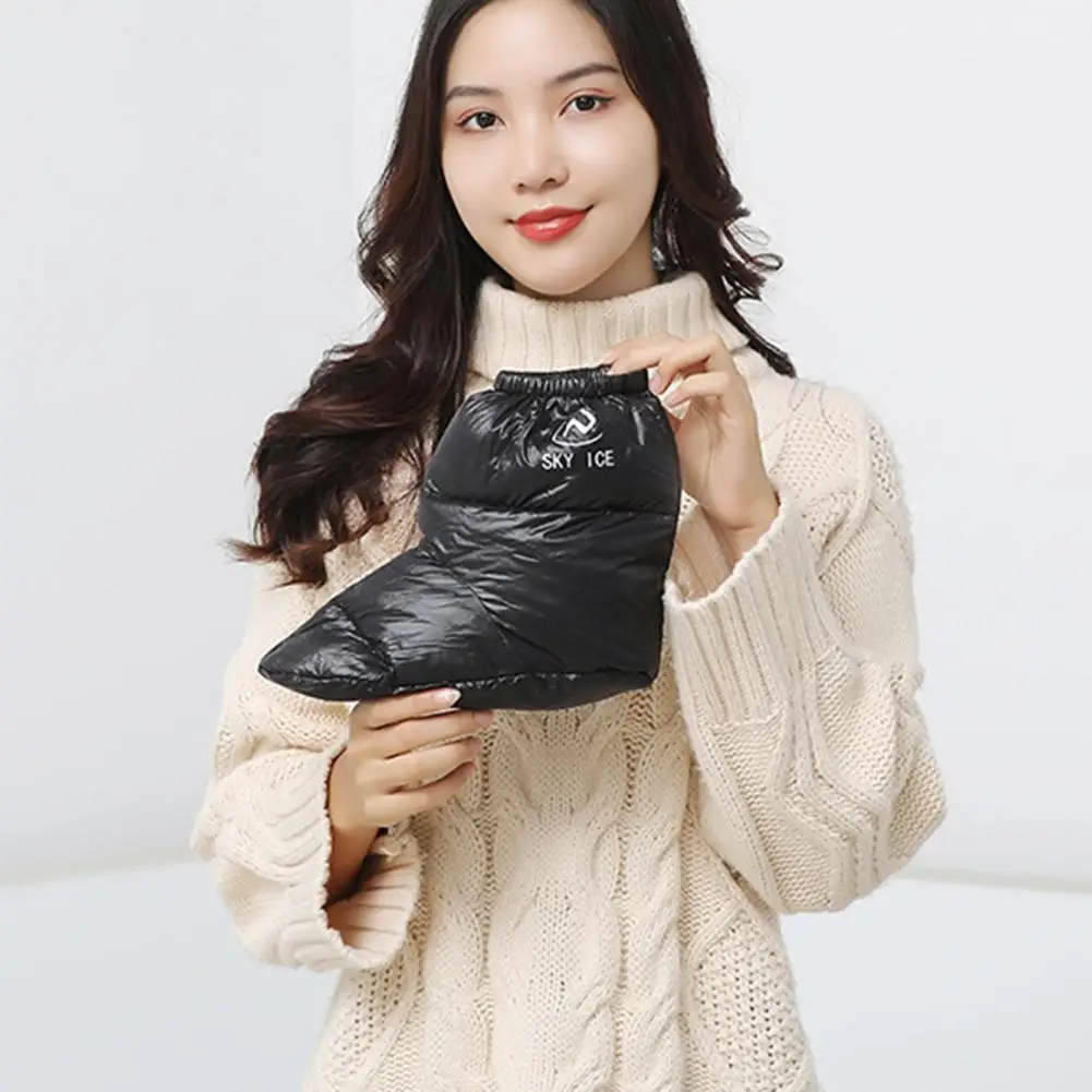 Botines cálidos para invierno, calcetines para tienda de campaña al aire libre, cubiertas cálidas para pies, zapatillas suaves, calzado esponjoso impermeable, calentadores acogedores - imagen 4