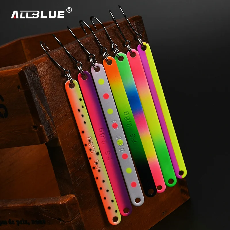 ALLBLUE-palo de trucha de 2,8g, 3,8g, 65mm, señuelo de pesca colorido de Metal, cuchara, cebo, aparejos de corriente de agua dulce para Chub, perca, salmón - imagen 4