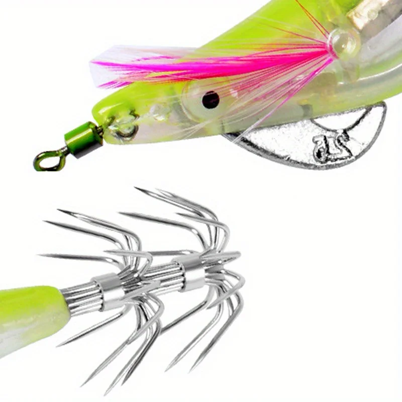 Señuelos de pesca LED con anzuelos de calamar, batería reemplazable, plantillas electrónicas para camarones, cebo duro, señuelo falso, equipo para peces, 6 uds. - imagen 5