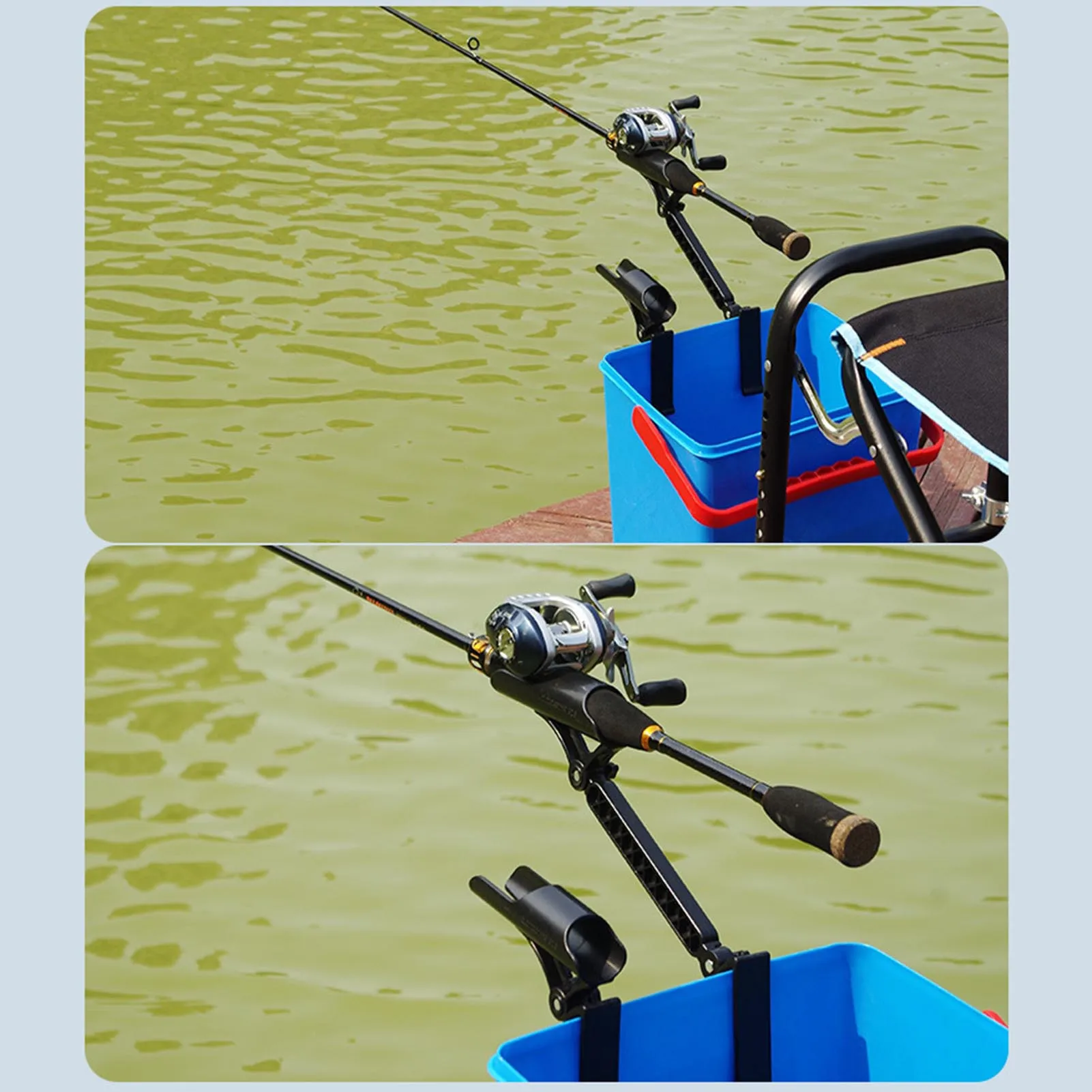 Estantes para caña de pescar de 10-25cm, soporte para caña de cubo de hielo, fácil de instalar, accesorios prácticos para aparejos de pesca - imagen 2