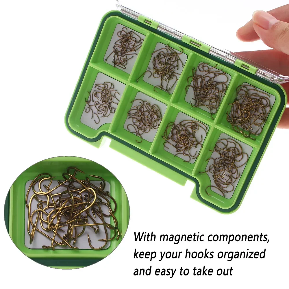 Bimoo 240 unids/caja de acero rico en carbono con púas, anzuelo para atar moscas secas, Caddies para camarones, Pupa/Midge Emerger, anzuelo para mosca, Señuelos de Pesca de trucha - imagen 5