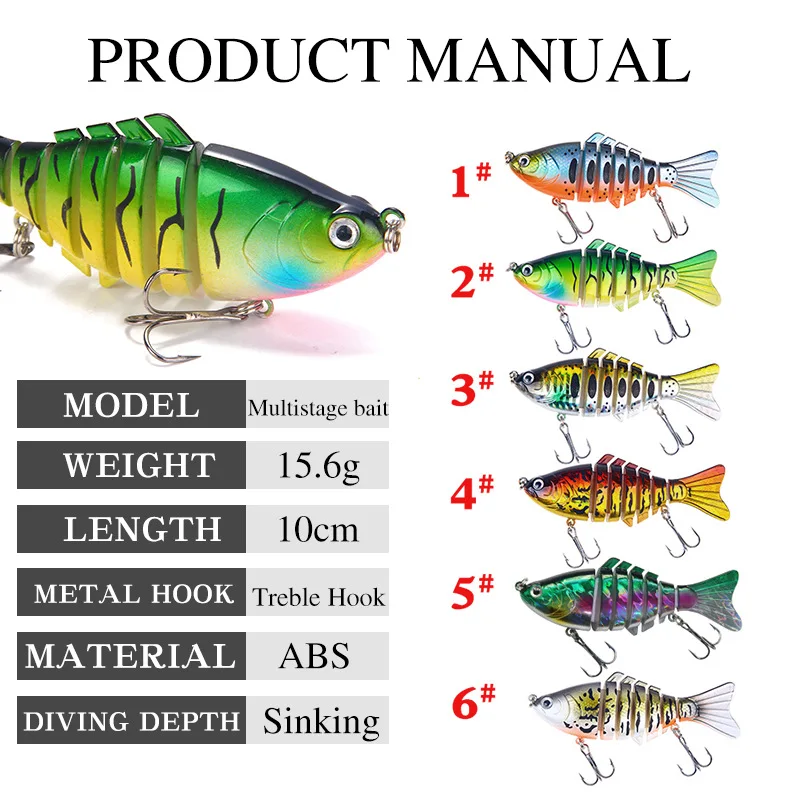 1 Uds Wobblers señuelo de pesca multisección Minnow 2-6 Isca articulado cebo duro Artificial Crankbait Trolling Bass Pike aparejos de perca - imagen 2