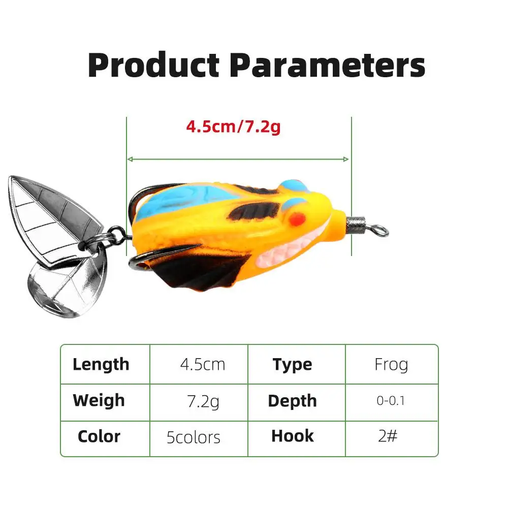 Señuelo de pesca 4,5 cm/7,2g rana suave con anzuelos dobles cebo Artificial de rana TopWater - imagen 3