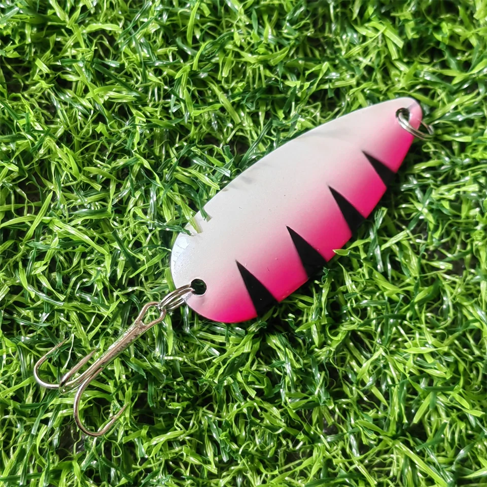 Señuelo de cuchara giratoria de piezas, cebo duro de Metal, lentejuelas artificiales, Swimbait, anzuelo triple, aparejos de pesca de trucha y Lucio, 56MM, 12G, 1 unidad - imagen 4