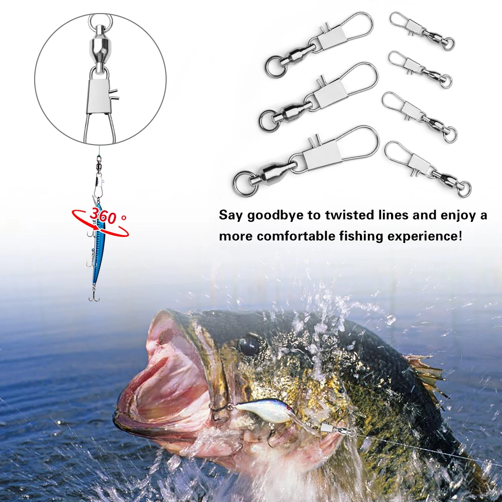 20 piezas rodamiento de bolas giratorios de pesca de acero inoxidable de alta resistencia con enclavamiento para una rotación suave, accesorios de pesca - imagen 5